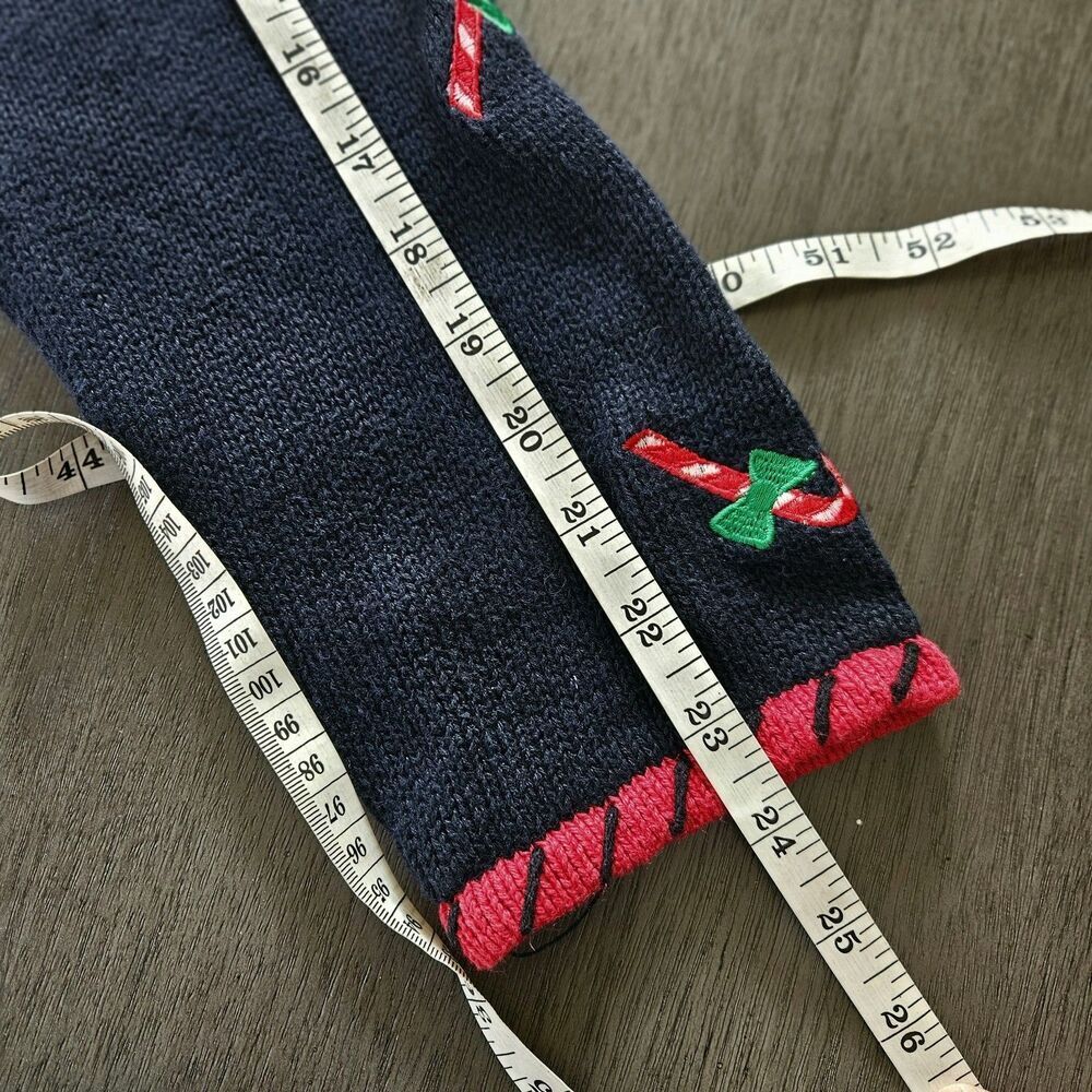 Vtg Christmas Cardigan Womens M Embroidered Teddy Bear Stockings Black Novelty - Picture 8 of 8